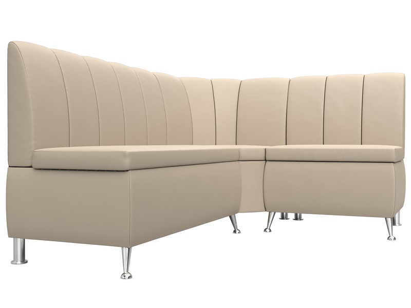 Диван кухонный угловой Кантри правый угол, Экокожа, Бежевый