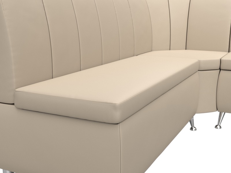 Диван кухонный угловой Кантри правый угол, Экокожа, Бежевый