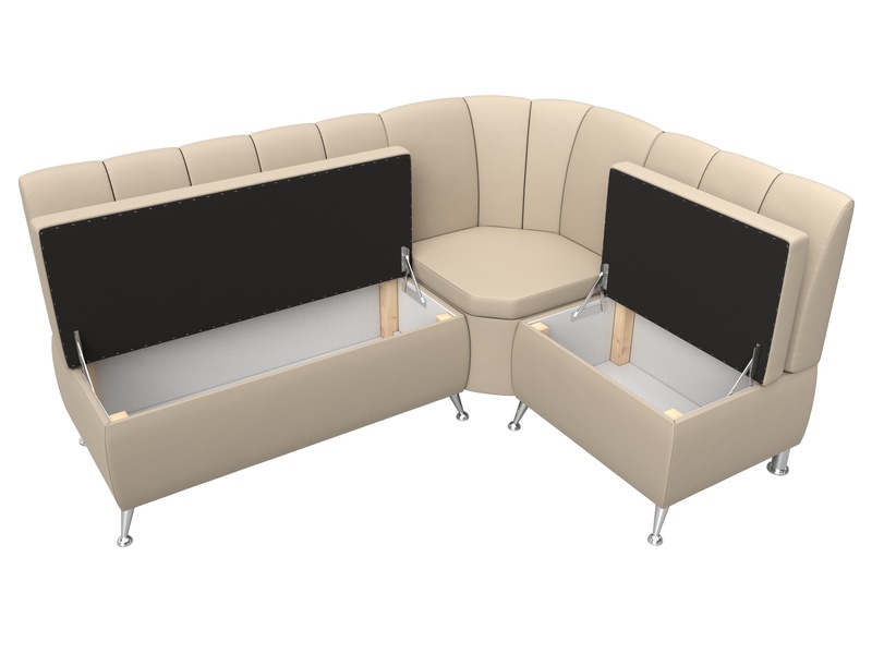 Диван кухонный угловой Кантри правый угол, Экокожа, Бежевый