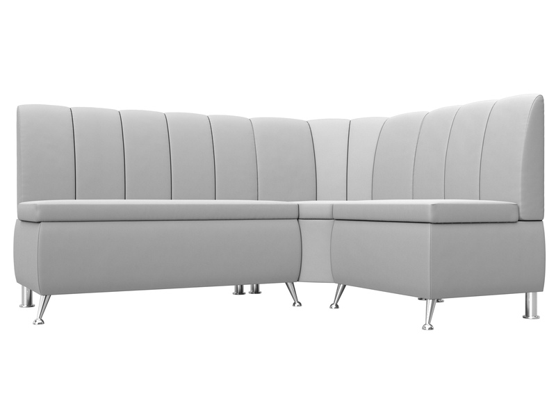 Диван кухонный угловой Кантри правый угол, Экокожа, Белый