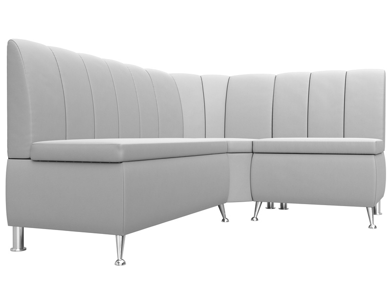 Диван кухонный угловой Кантри правый угол, Экокожа, Белый