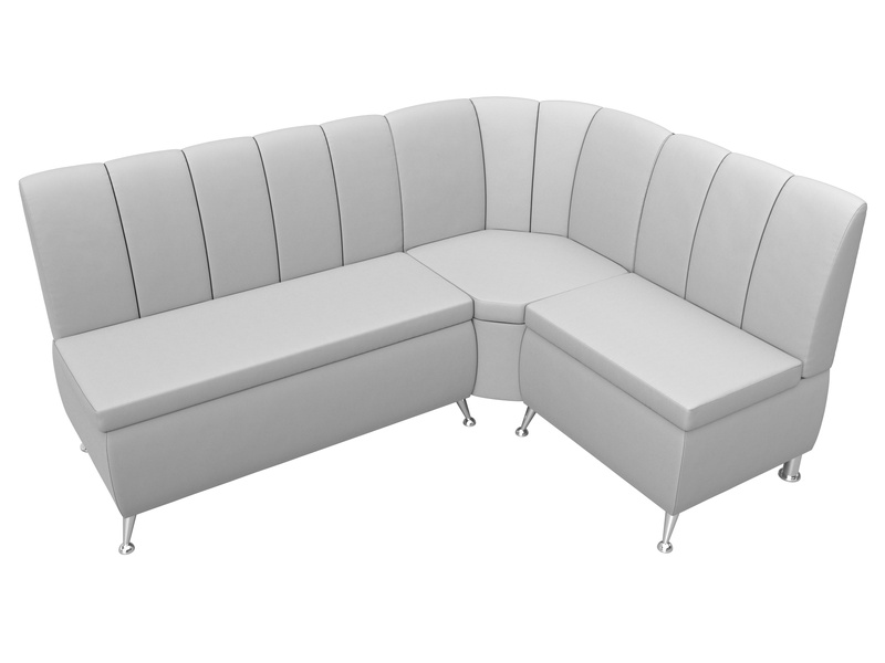 Диван кухонный угловой Кантри правый угол, Экокожа, Белый