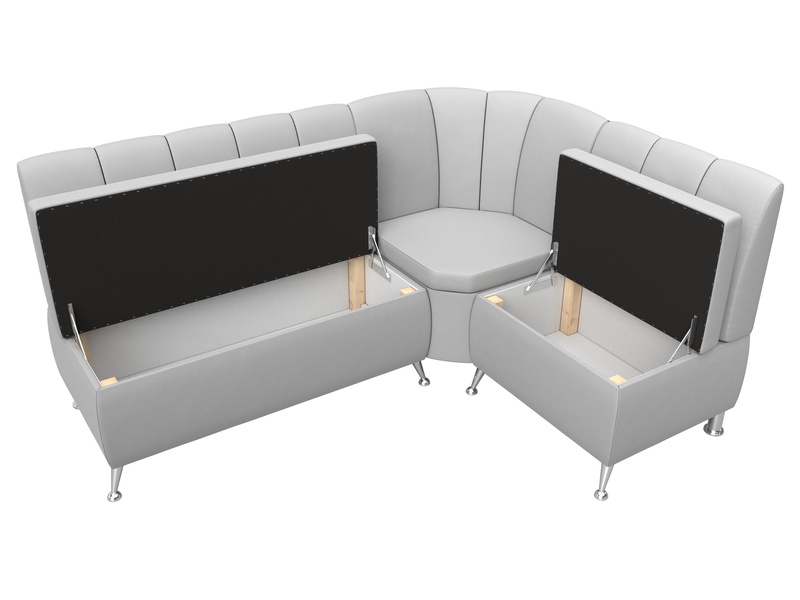 Диван кухонный угловой Кантри правый угол, Экокожа, Белый