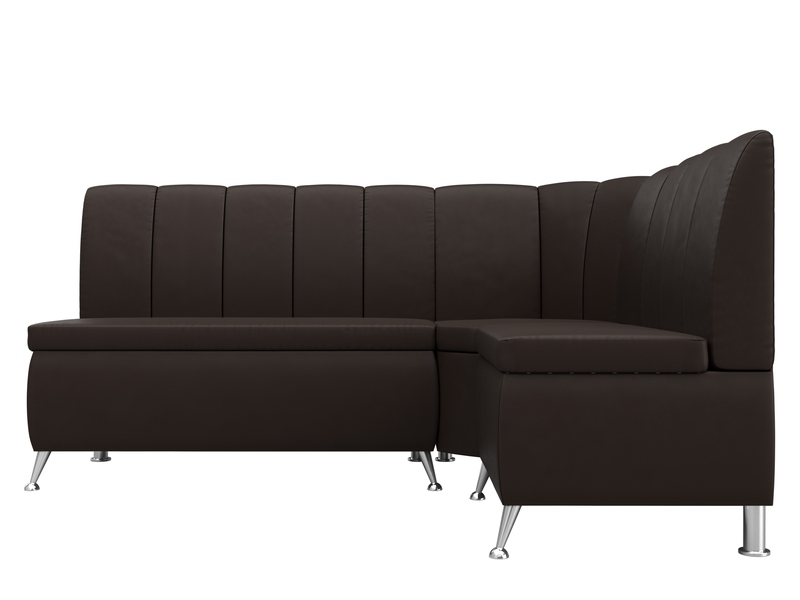 Диван кухонный угловой Кантри правый угол, Экокожа, Коричневый