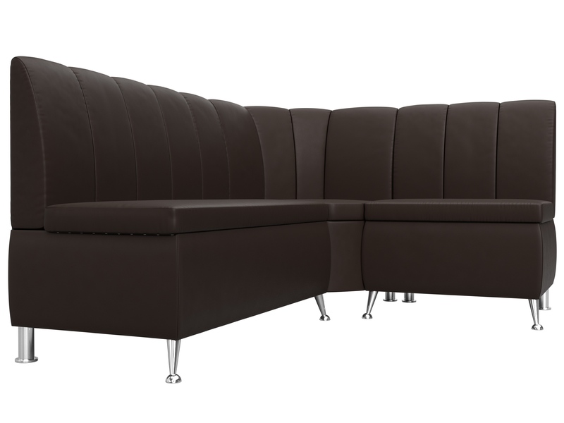 Диван кухонный угловой Кантри правый угол, Экокожа, Коричневый