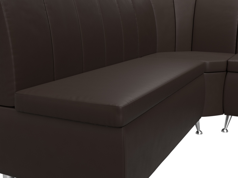 Диван кухонный угловой Кантри правый угол, Экокожа, Коричневый