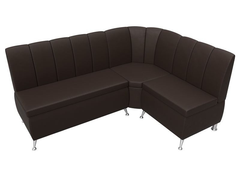 Диван кухонный угловой Кантри правый угол, Экокожа, Коричневый
