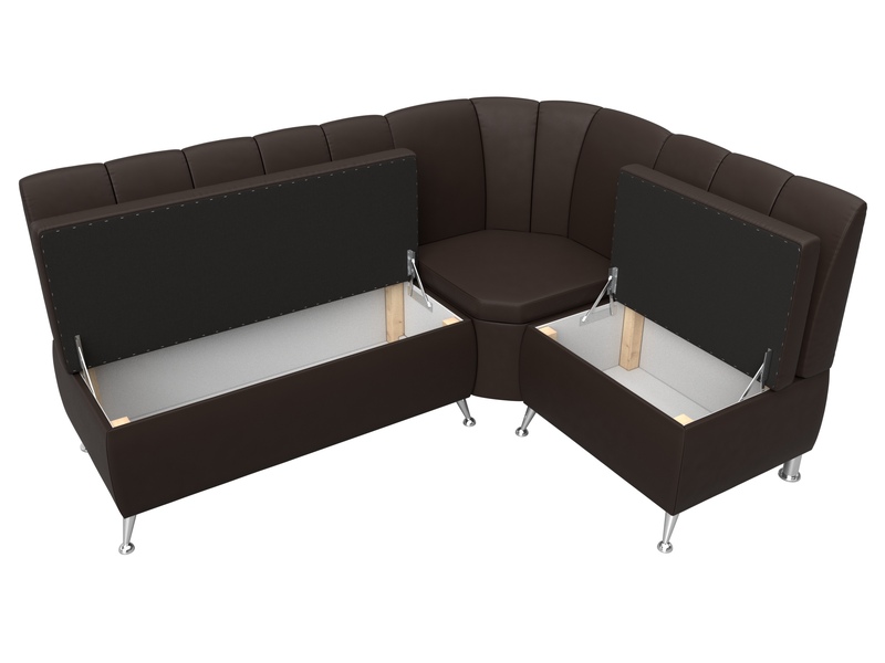 Диван кухонный угловой Кантри правый угол, Экокожа, Коричневый