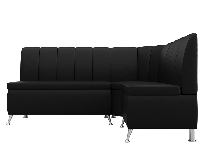 Диван кухонный угловой Кантри правый угол, Экокожа, Черный