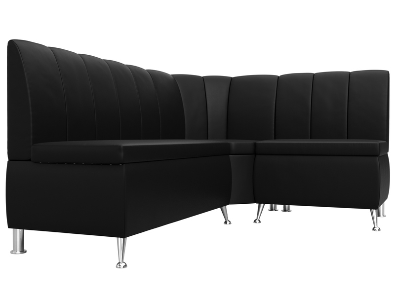 Диван кухонный угловой Кантри правый угол, Экокожа, Черный