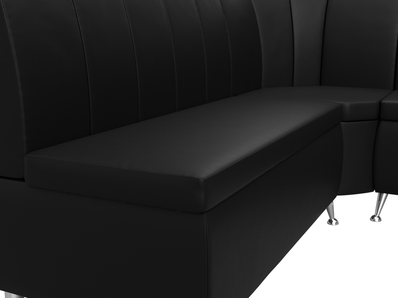 Диван кухонный угловой Кантри правый угол, Экокожа, Черный