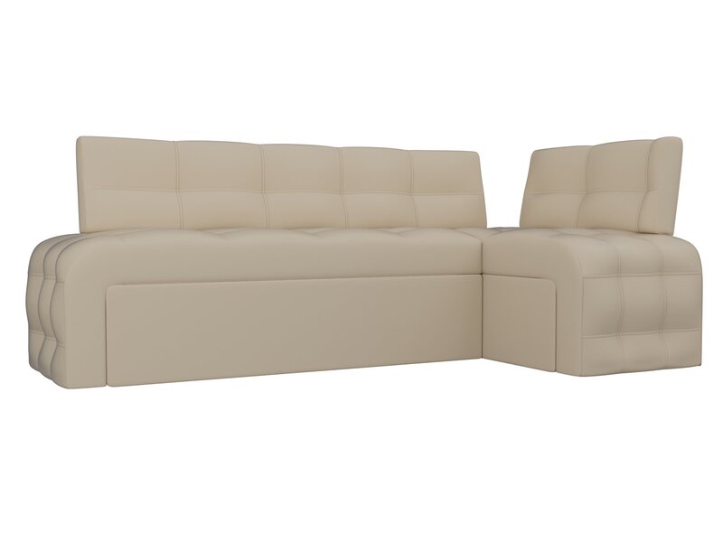 Диван кухонный угловой Люксор правый угол, Экокожа, Бежевый