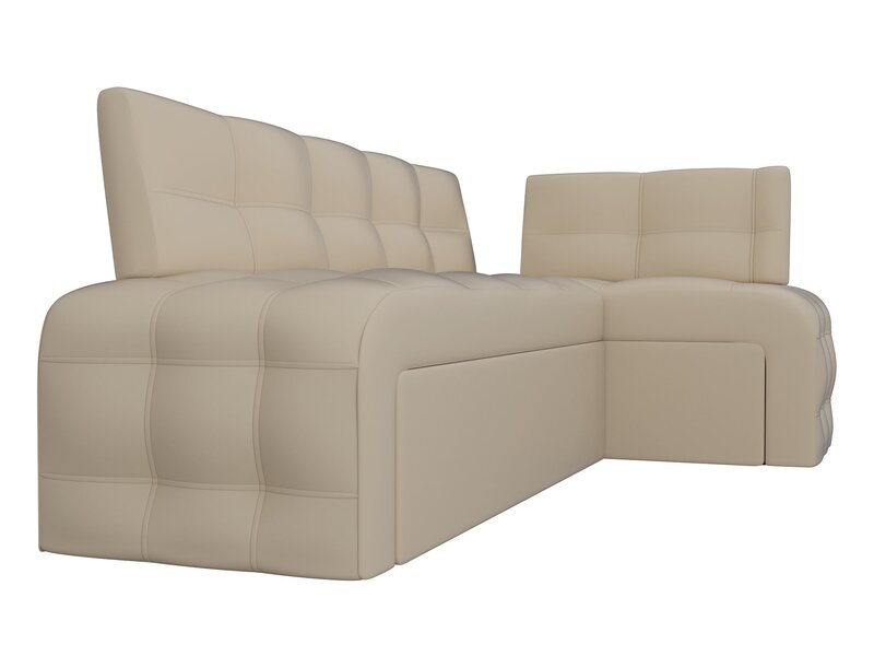 Диван кухонный угловой Люксор правый угол, Экокожа, Бежевый