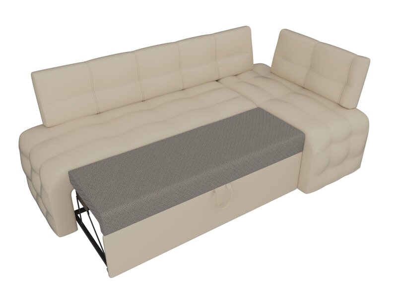 Диван кухонный угловой Люксор правый угол, Экокожа, Бежевый