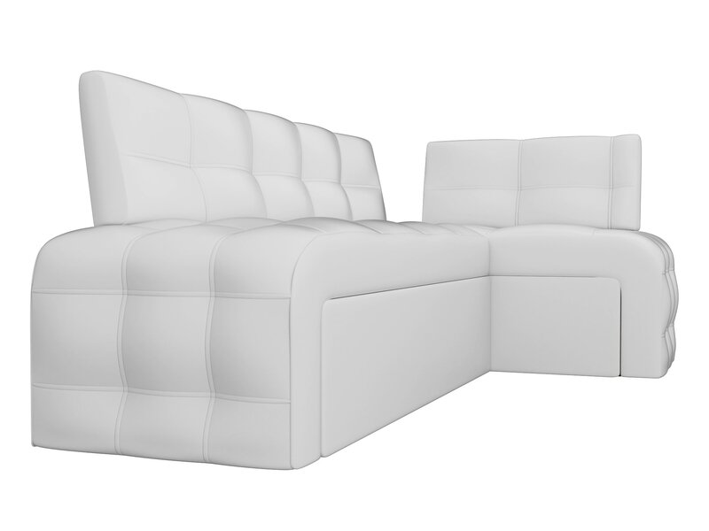 Диван кухонный угловой Люксор правый угол, Экокожа, Белый
