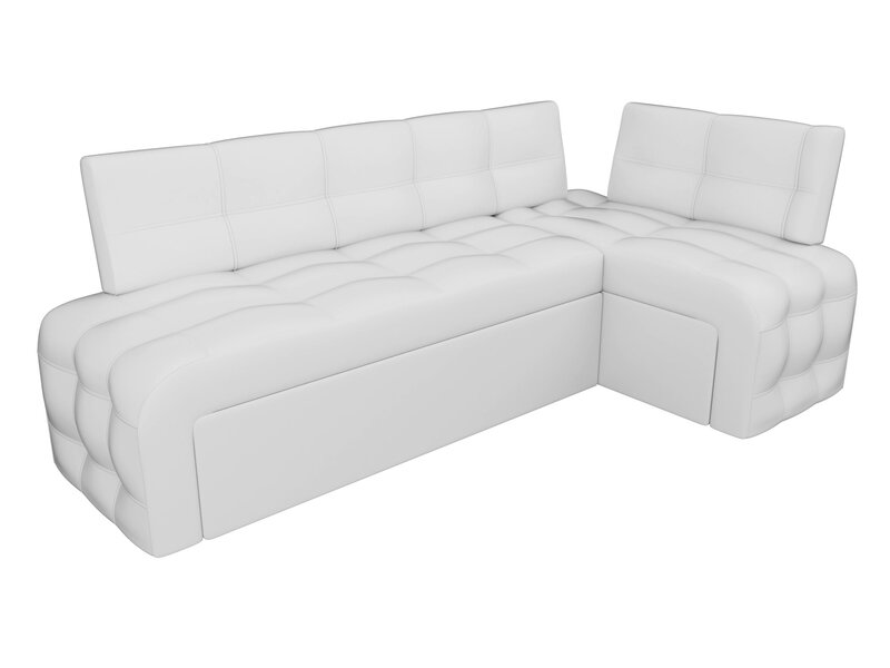 Диван кухонный угловой Люксор правый угол, Экокожа, Белый