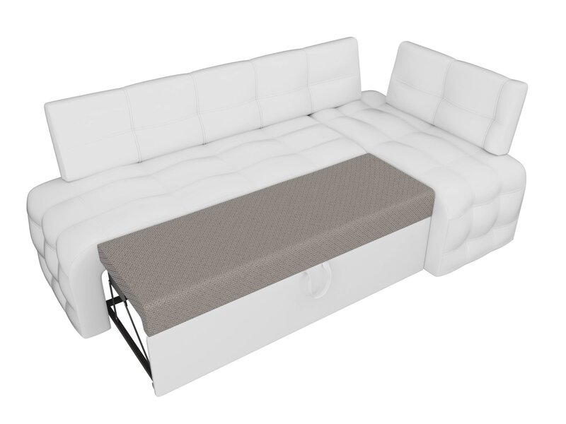 Диван кухонный угловой Люксор правый угол, Экокожа, Белый