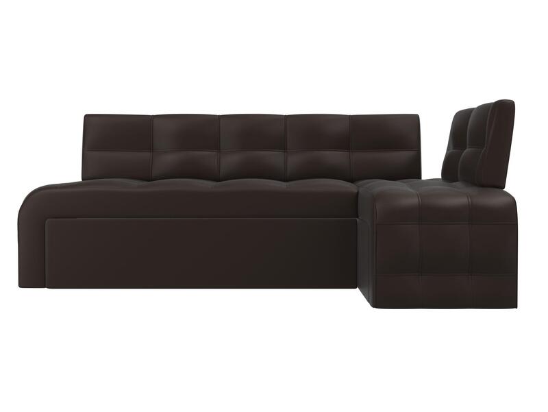 Диван кухонный угловой Люксор правый угол, Экокожа, Коричневый