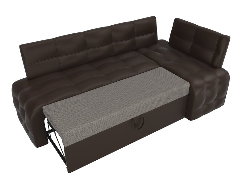 Диван кухонный угловой Люксор правый угол, Экокожа, Коричневый