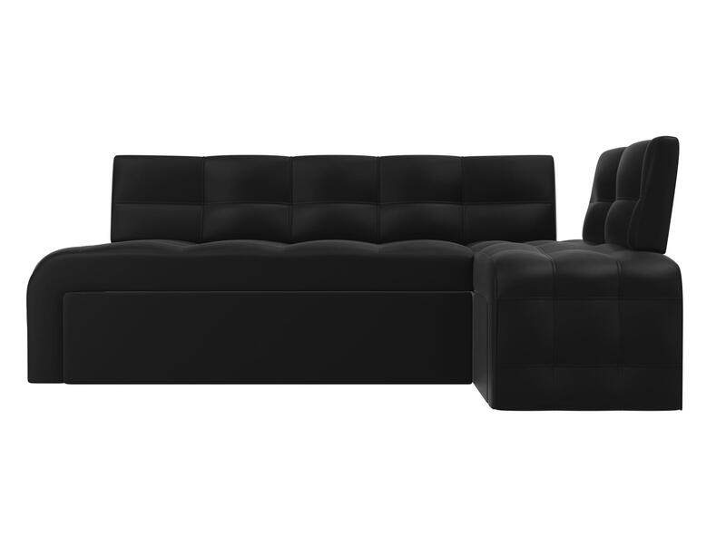 Диван кухонный угловой Люксор правый угол, Экокожа, Черный