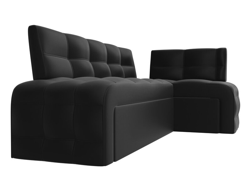 Диван кухонный угловой Люксор правый угол, Экокожа, Черный