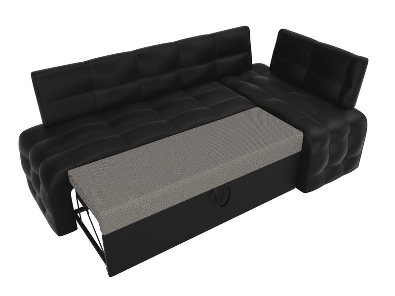 Диван кухонный угловой Люксор правый угол, Экокожа, Черный