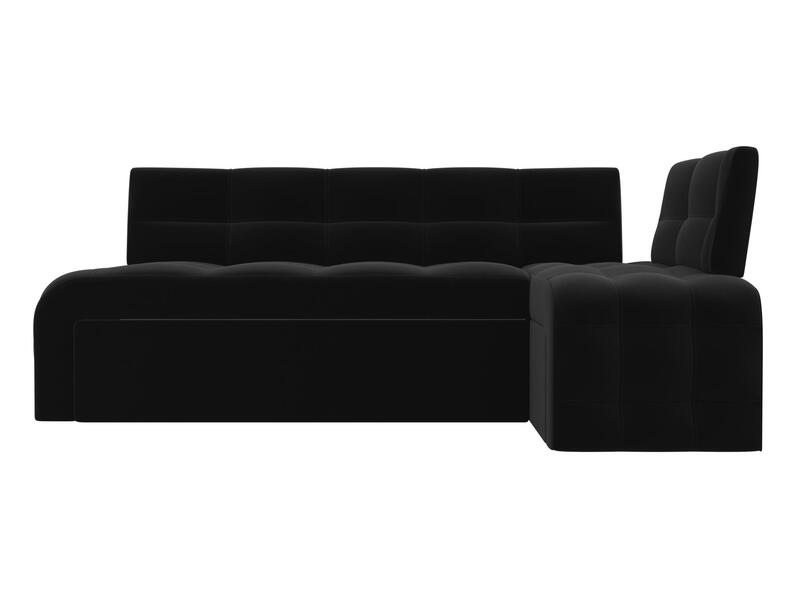 Диван кухонный угловой Люксор правый угол, Микровельвет, Черный