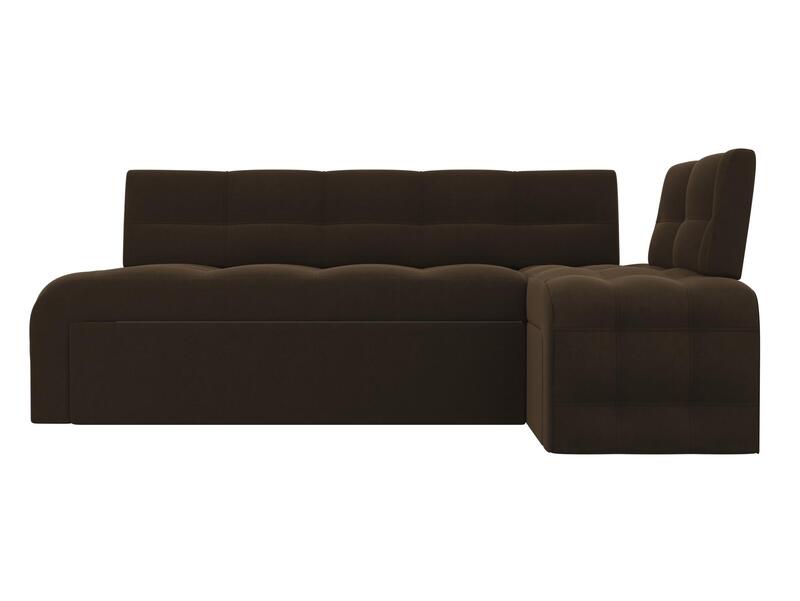 Диван кухонный угловой Люксор правый угол, Микровельвет, Коричневый