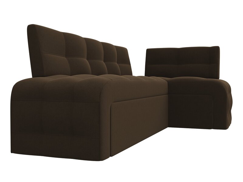 Диван кухонный угловой Люксор правый угол, Микровельвет, Коричневый