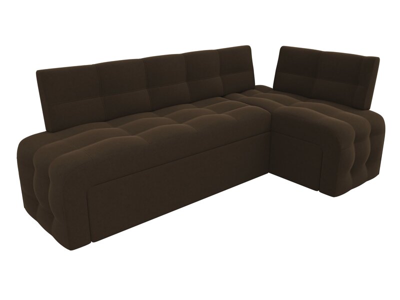 Диван кухонный угловой Люксор правый угол, Микровельвет, Коричневый
