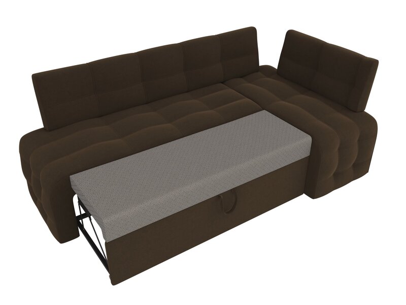 Диван кухонный угловой Люксор правый угол, Микровельвет, Коричневый