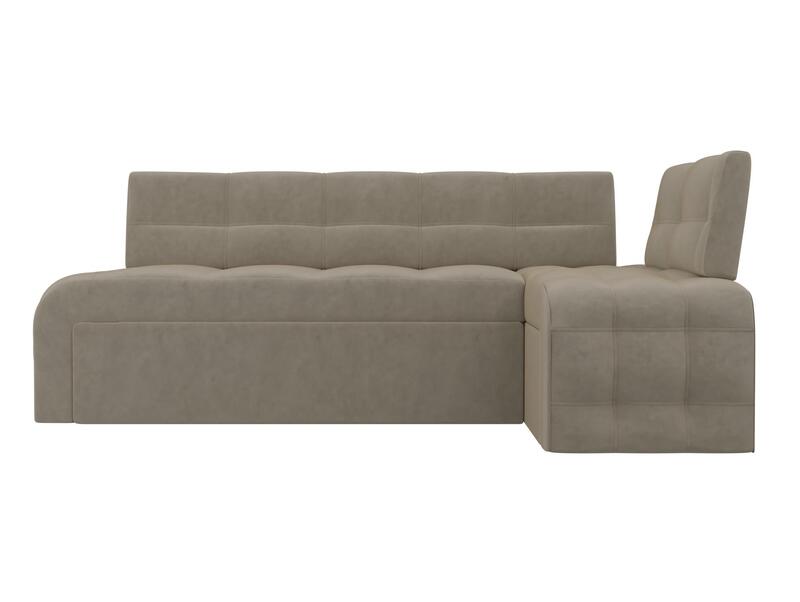 Диван кухонный угловой Люксор правый угол, Микровельвет, Бежевый