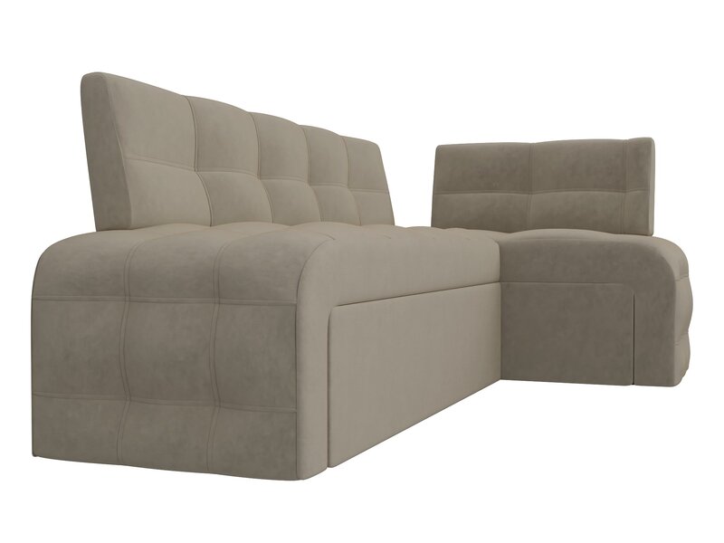 Диван кухонный угловой Люксор правый угол, Микровельвет, Бежевый