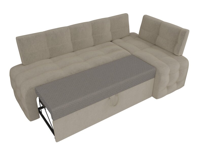 Диван кухонный угловой Люксор правый угол, Микровельвет, Бежевый