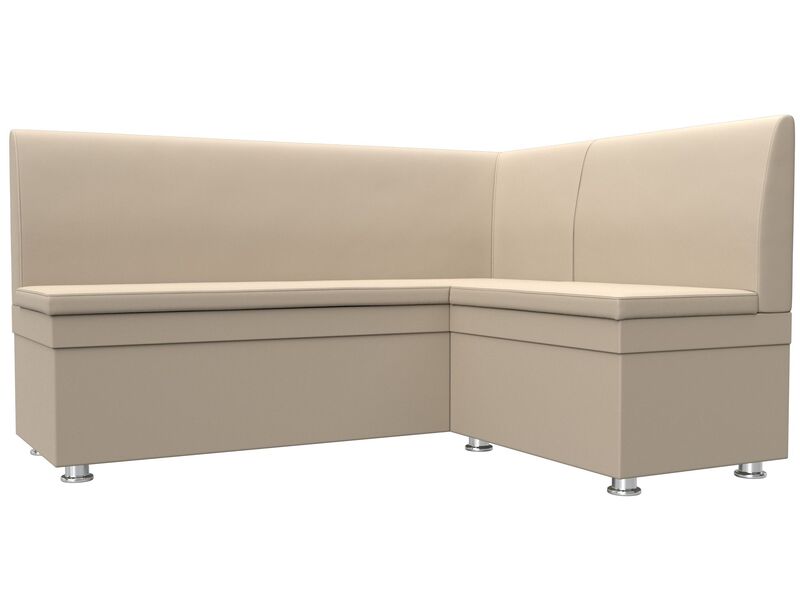 Диван кухонный угловой Уют правый угол, Экокожа, Бежевый