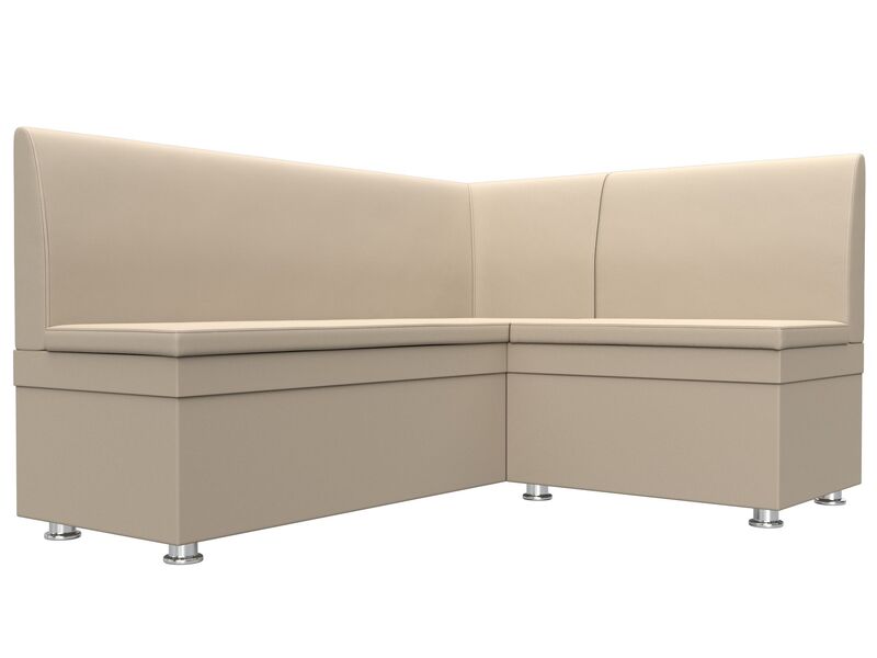 Диван кухонный угловой Уют правый угол, Экокожа, Бежевый
