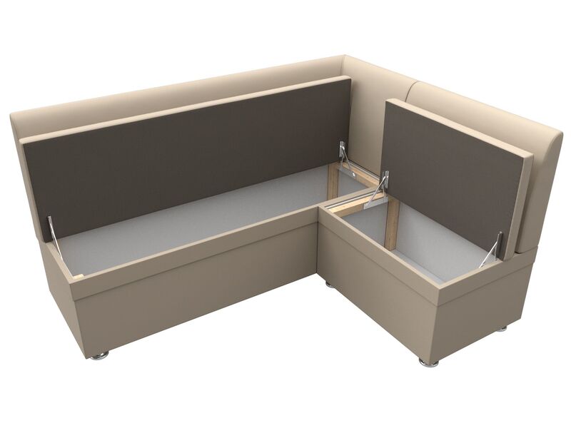 Диван кухонный угловой Уют правый угол, Экокожа, Бежевый