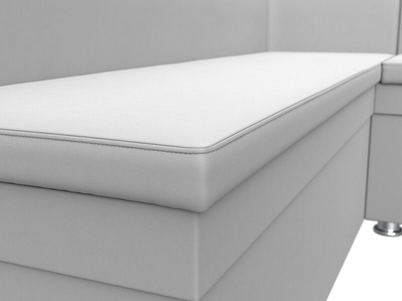 Диван кухонный угловой Уют правый угол, Экокожа, Белый