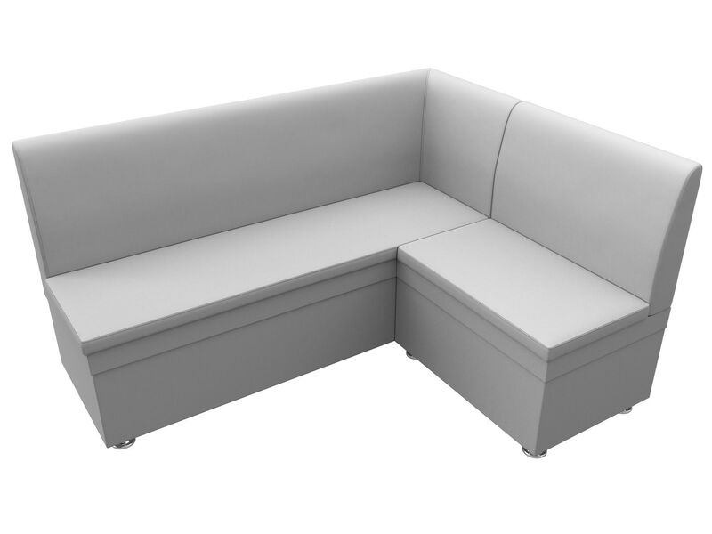 Диван кухонный угловой Уют правый угол, Экокожа, Белый