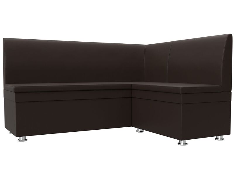 Диван кухонный угловой Уют правый угол, Экокожа, Коричневый