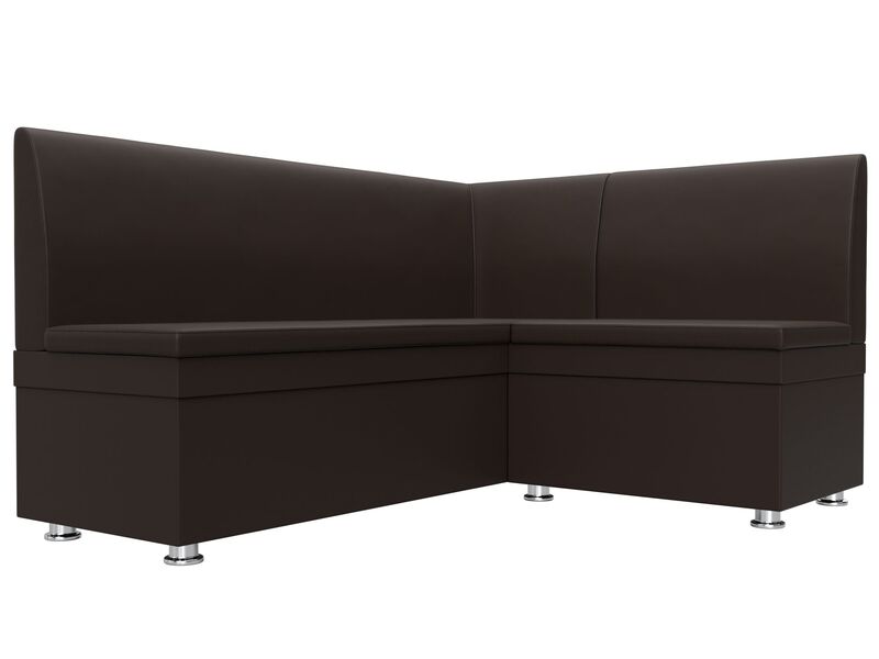 Диван кухонный угловой Уют правый угол, Экокожа, Коричневый