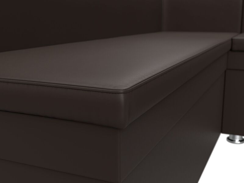 Диван кухонный угловой Уют правый угол, Экокожа, Коричневый