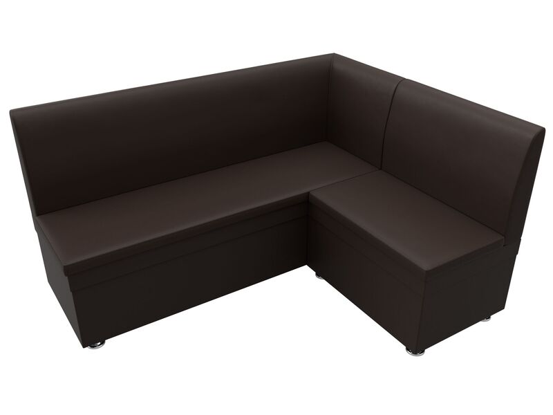 Диван кухонный угловой Уют правый угол, Экокожа, Коричневый