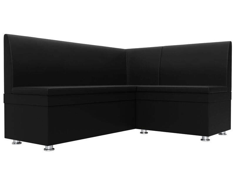 Диван кухонный угловой Уют правый угол, Экокожа, Черный