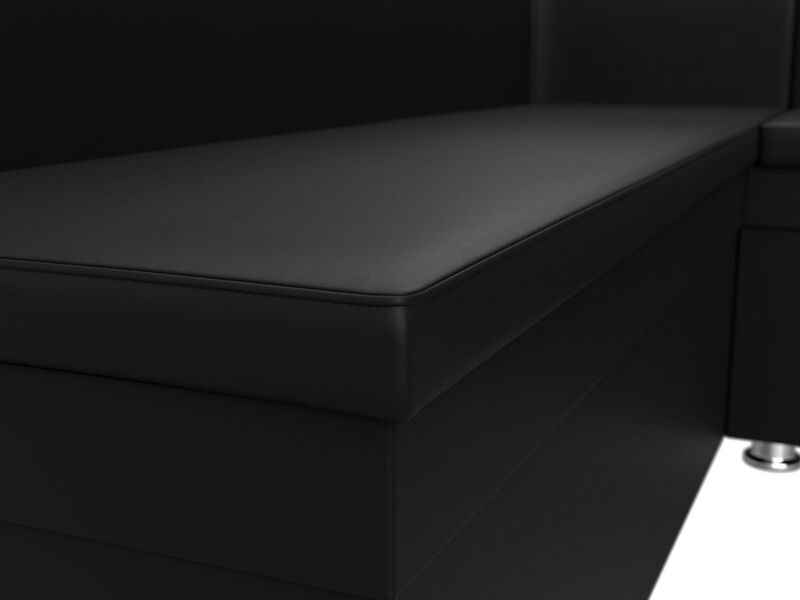 Диван кухонный угловой Уют правый угол, Экокожа, Черный