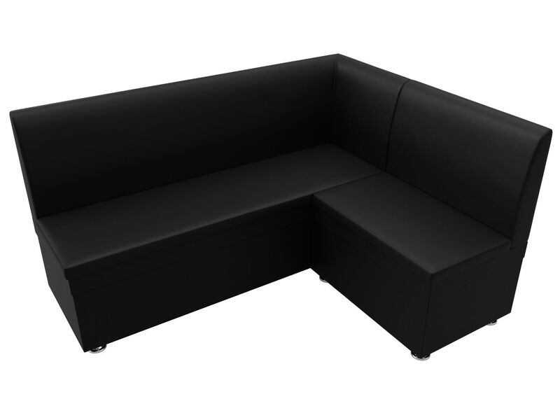 Диван кухонный угловой Уют правый угол, Экокожа, Черный