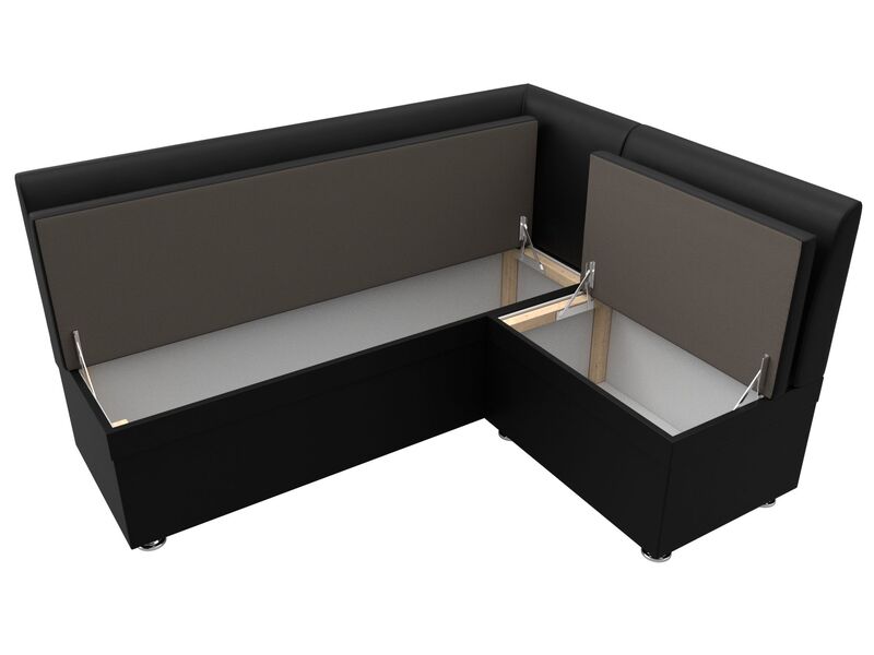 Диван кухонный угловой Уют правый угол, Экокожа, Черный