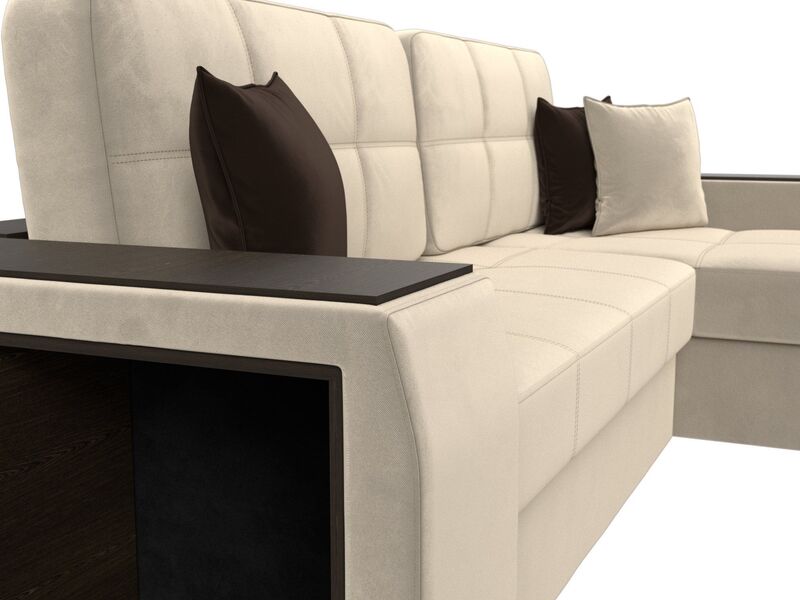 Диван угловой Брюссель правый угол, Микровельвет, Бежевый;Коричневый