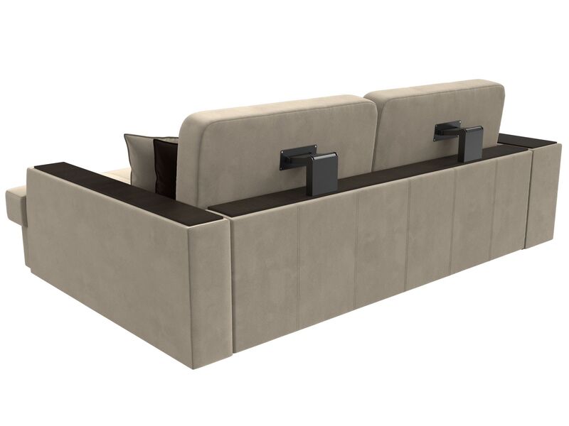 Диван угловой Брюссель правый угол, Микровельвет, Бежевый;Коричневый