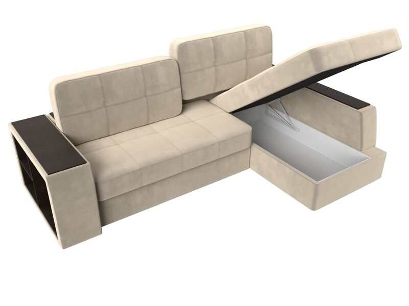 Диван угловой Брюссель правый угол, Микровельвет, Бежевый;Коричневый